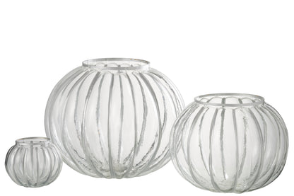 Orkaan Bal Streep Glas Transparant/Zilver Groot