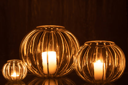 Orkaan Bal Streep Glas Transparant/Zilver Groot