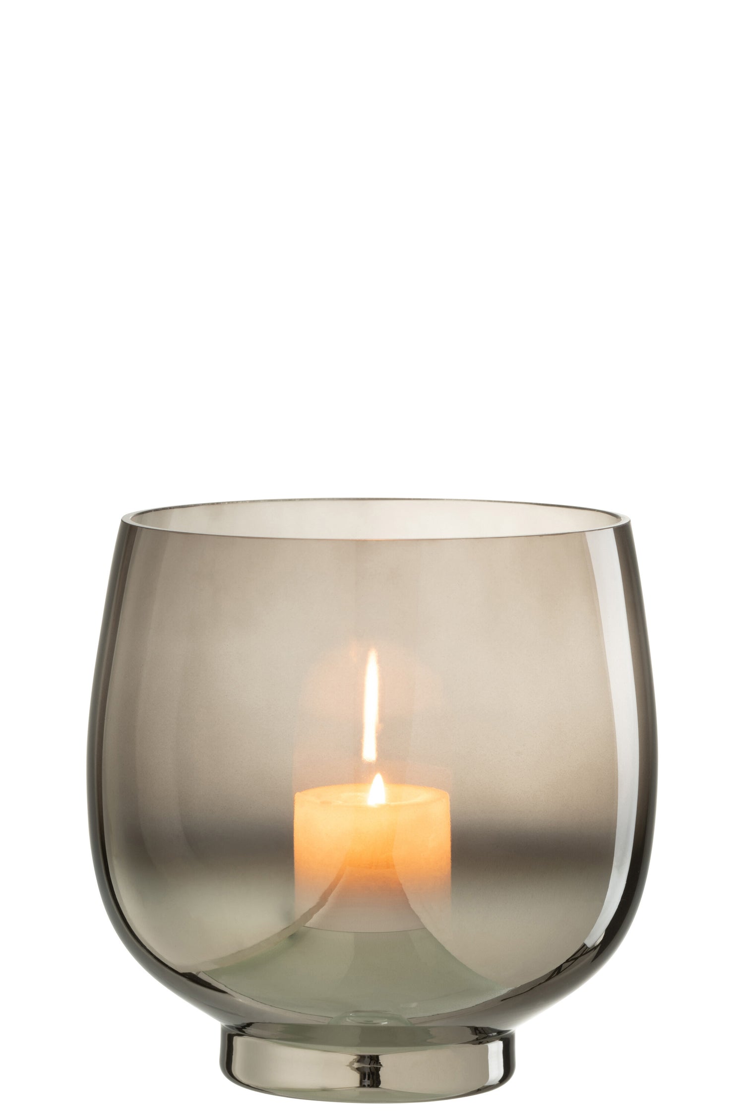 Orkaan Ronde Glazen Rook Grijs/Zilver Groot