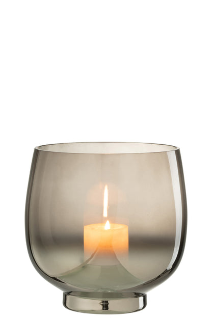 Orkaan Ronde Glazen Rook Grijs/Zilver Groot