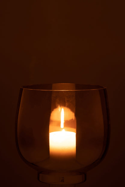 Orkaan Ronde Glazen Rook Grijs/Zilver Groot