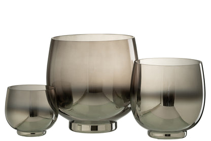 Orkaan Ronde Glazen Rook Grijs/Zilver Groot