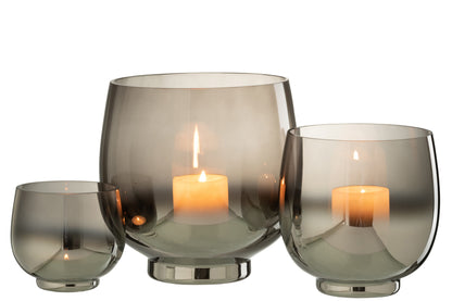 Orkaan Ronde Glazen Rook Grijs/Zilver Groot