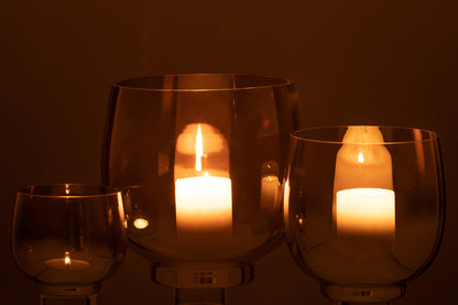 Orkaan Ronde Glazen Rook Grijs/Zilver Groot