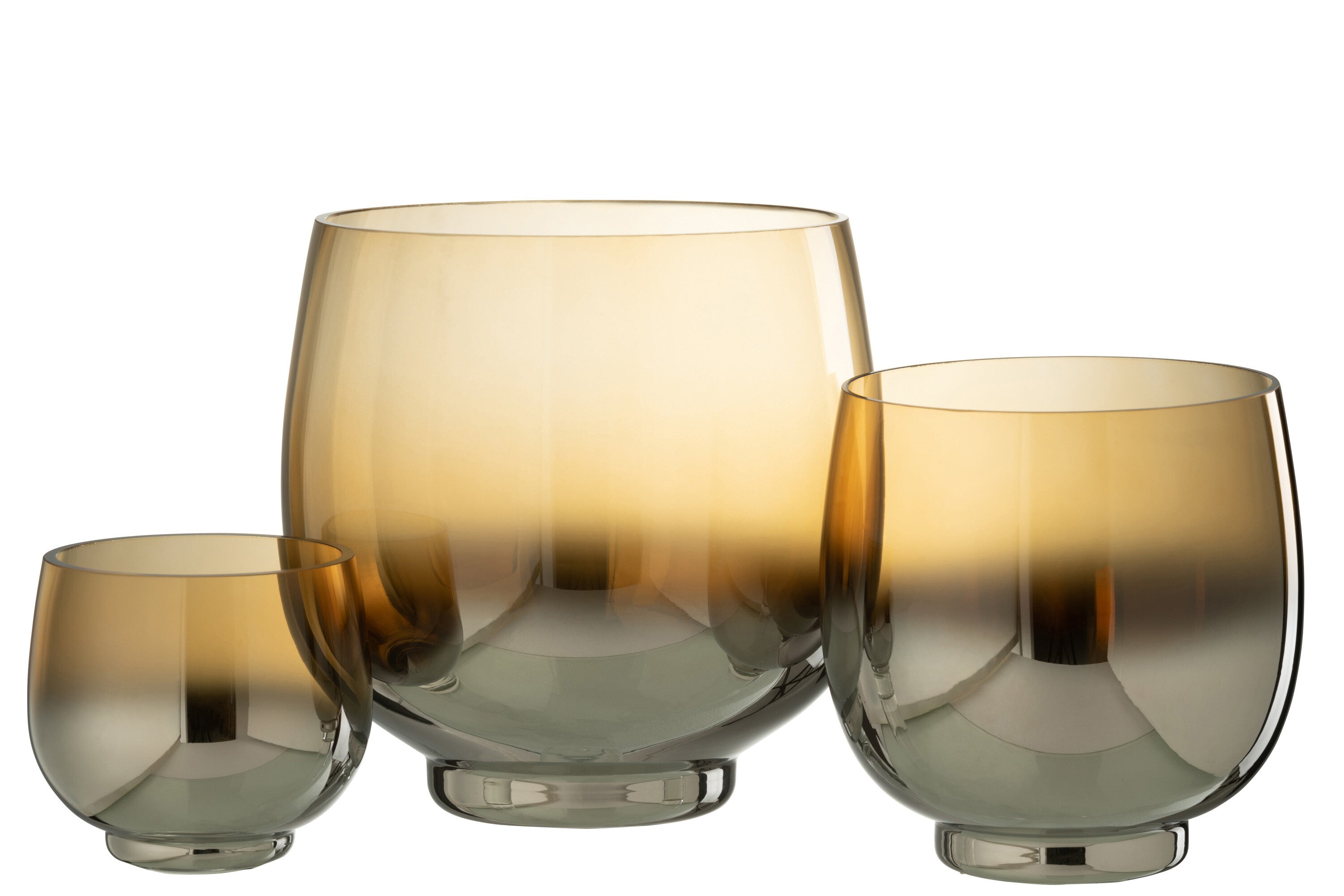 Orkaan Ronde Glazen Rook Geel/Zilver Groot