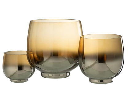 Orkaan Ronde Glazen Rook Geel/Zilver Groot