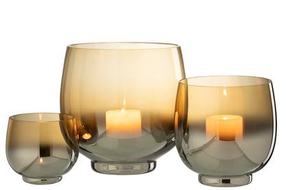 Orkaan Ronde Glazen Rook Geel/Zilver Groot