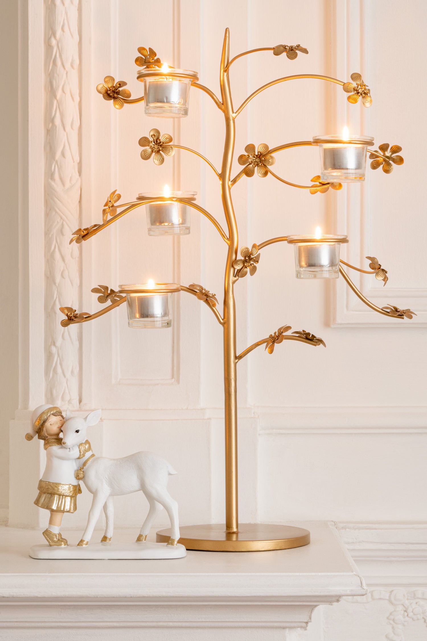 J-Line Kind Met Rendier Poly Wit/Goud