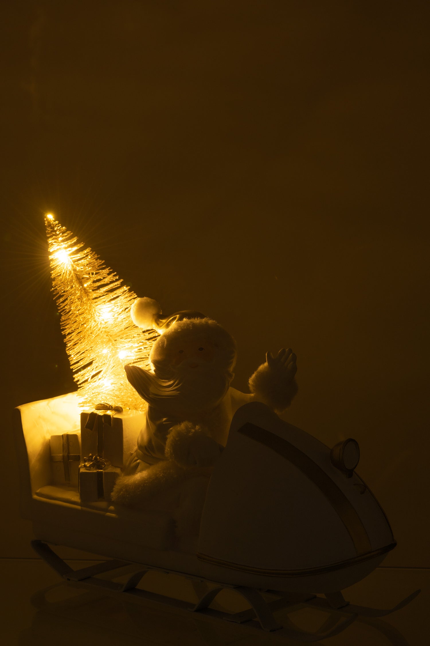 J-Line Kerstman Met Slee Poly Wit/Goud