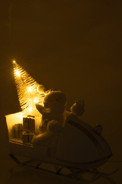 J-Line Kerstman Met Slee Poly Wit/Goud