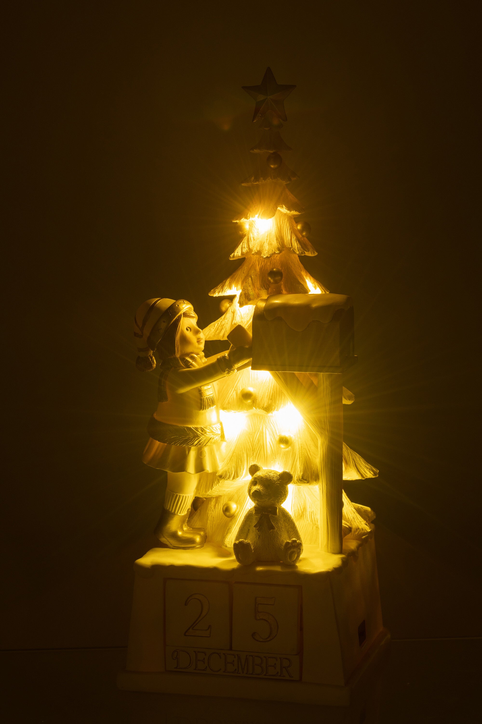 J-Line Kalender Kerstboom Poly Wit/Goud