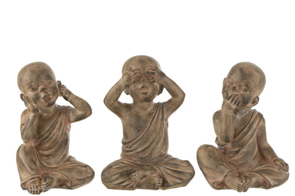 J-Line Set Of 3 Monnik Poly Bruin Large