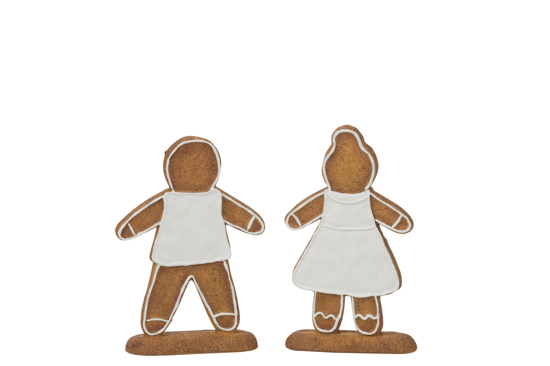 Beeldje Peperkoek Poly Wit/Bruin Assortiment Van 2