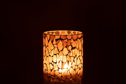 Windlicht Mozaiek Glas Beige Medium