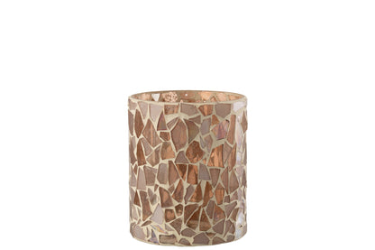 Windlicht Mozaiek Glas Beige Medium