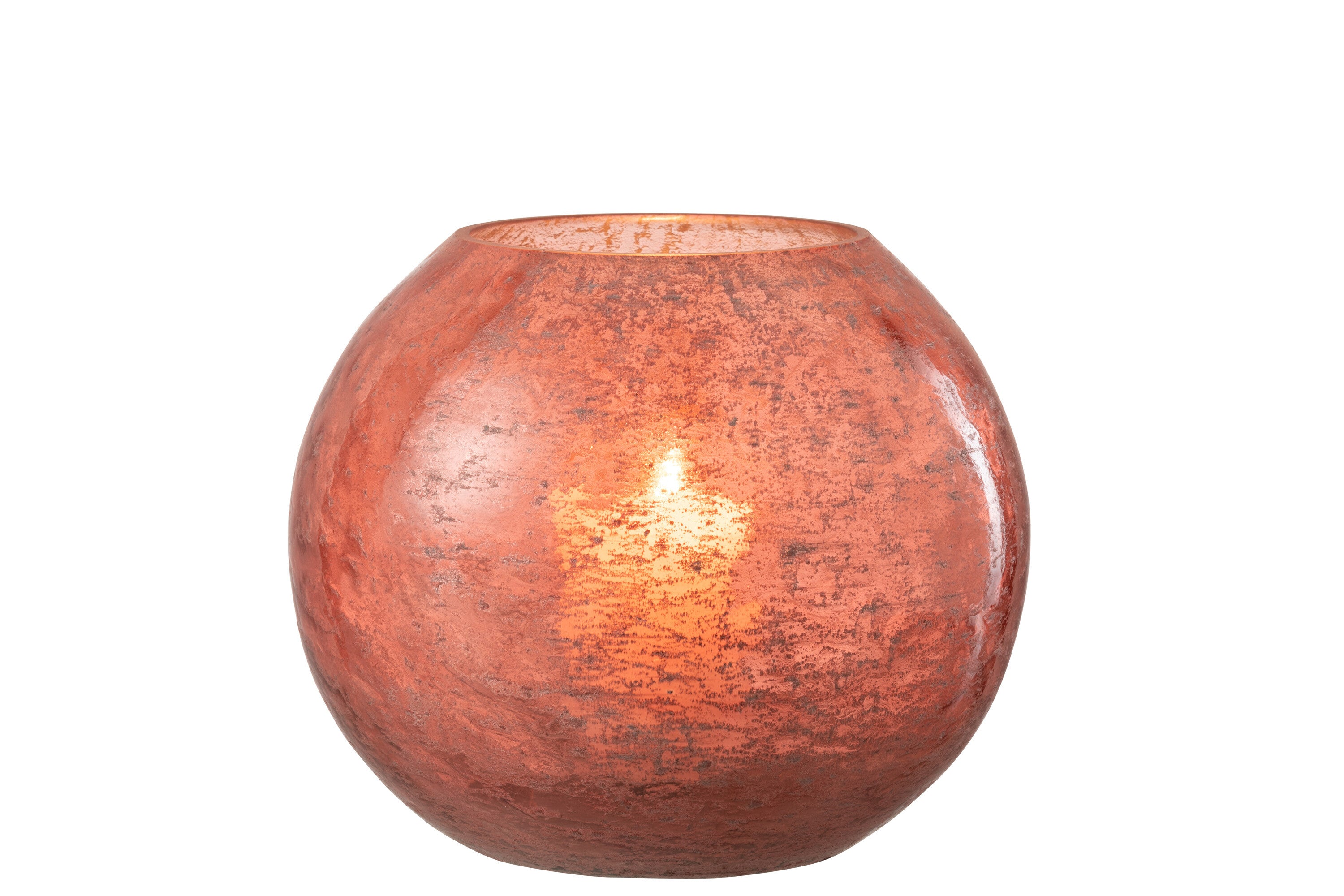 J-Line lantaarn Nuria Bal glas terracotta groot