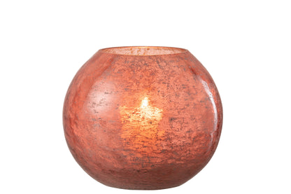 J-Line lantaarn Nuria Bal glas terracotta groot