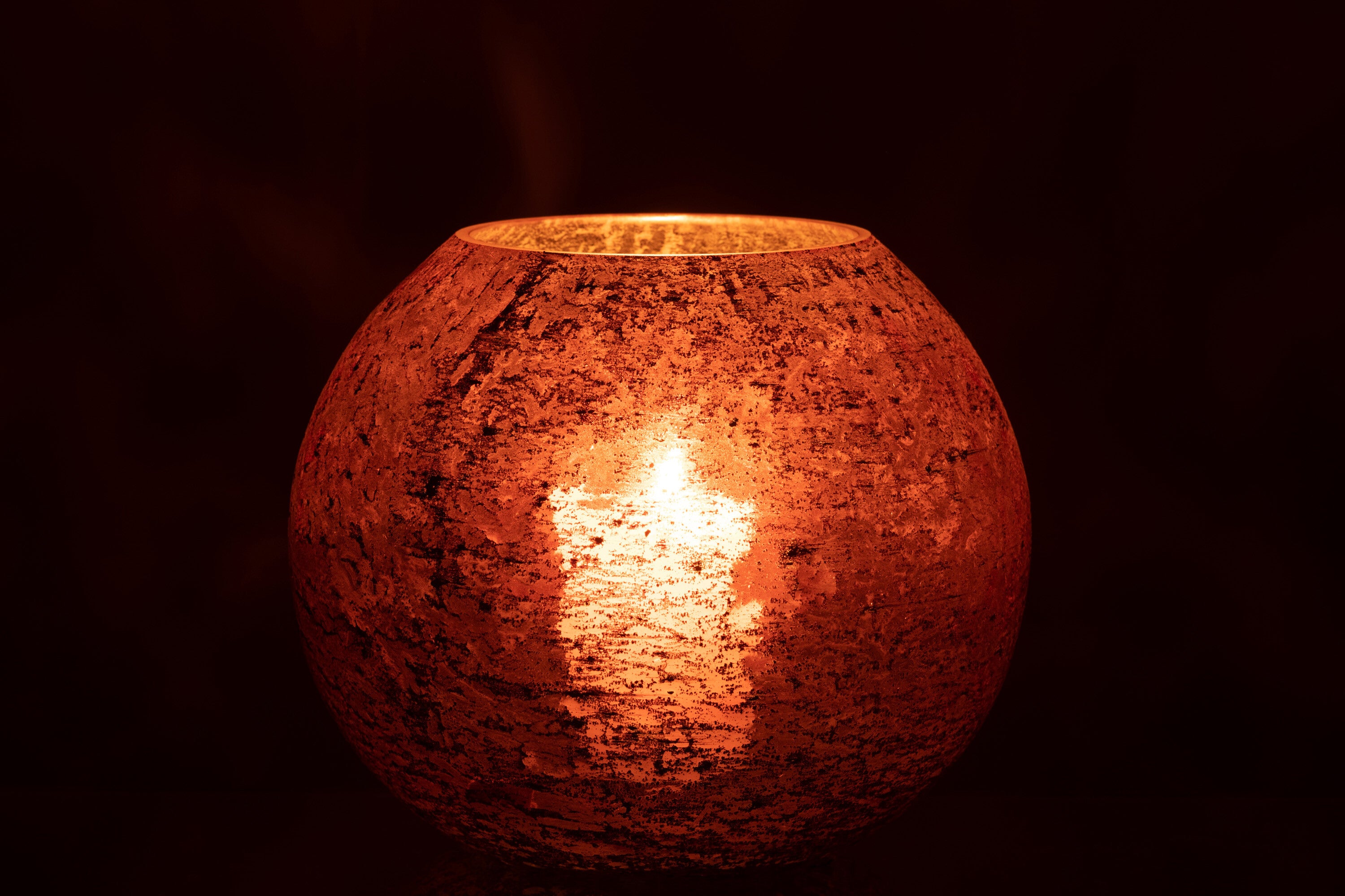 J-Line lantaarn Nuria Bal glas terracotta groot