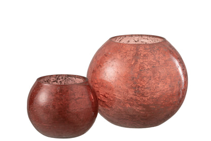 J-Line lantaarn Nuria Bal glas terracotta groot