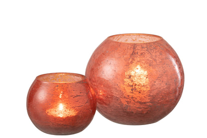 J-Line lantaarn Nuria Bal glas terracotta groot