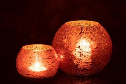 J-Line lantaarn Nuria Bal glas terracotta groot