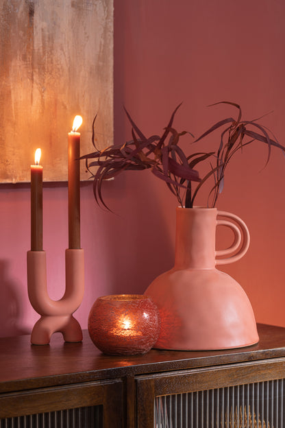 J-Line lantaarn Nuria Bal glas terracotta groot