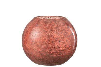 J-Line lantaarn Nuria Bal glas terracotta groot