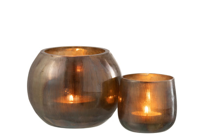 Orkaanlijnen Glas Donkerbruin Groot