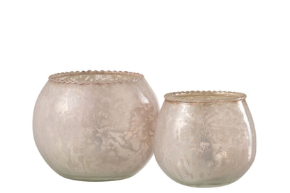 J-Line lantaarn glas roos groot