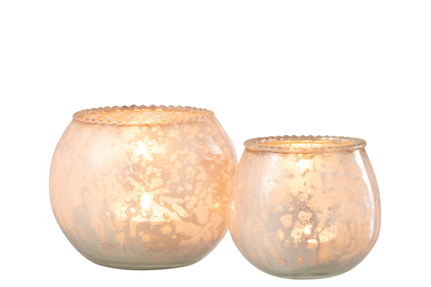 J-Line lantaarn glas roos groot