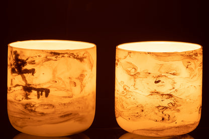 Orkaan Marmer Glas Goud/Wit Groot Assortiment Van 2