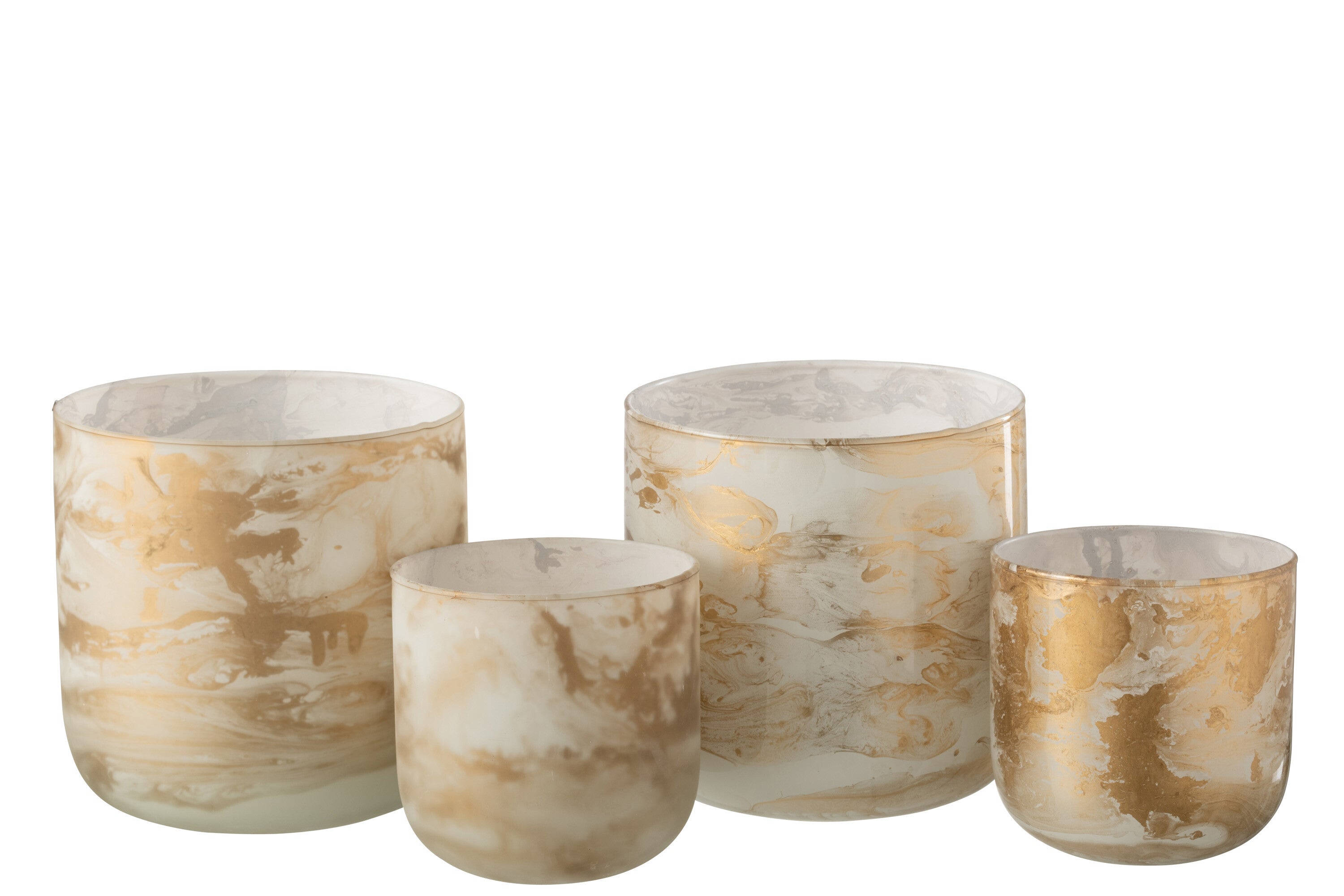Orkaan Marmer Glas Goud/Wit Groot Assortiment Van 2