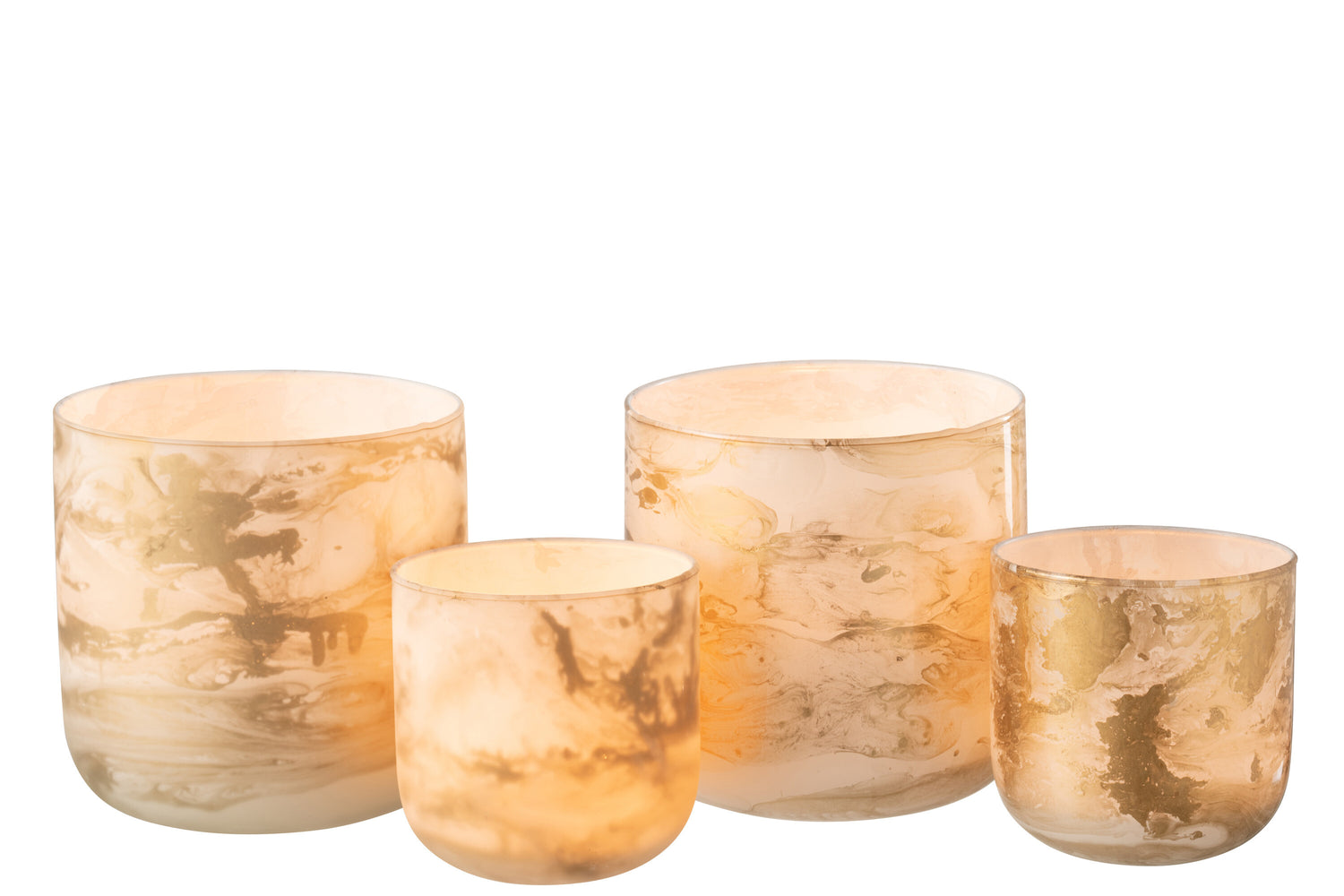 Orkaan Marmer Glas Goud/Wit Groot Assortiment Van 2