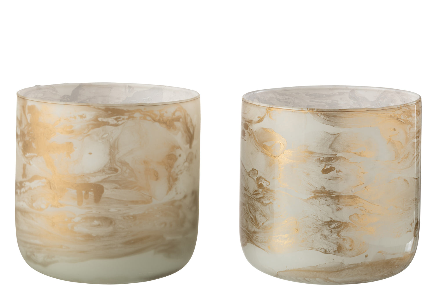Orkaan Marmer Glas Goud/Wit Groot Assortiment Van 2