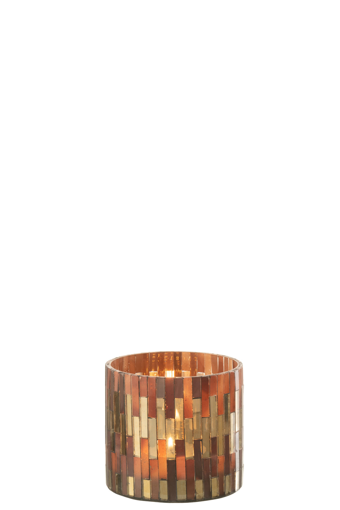 J-Line Theelichthouder Chic Glas Bruin/Goud Small