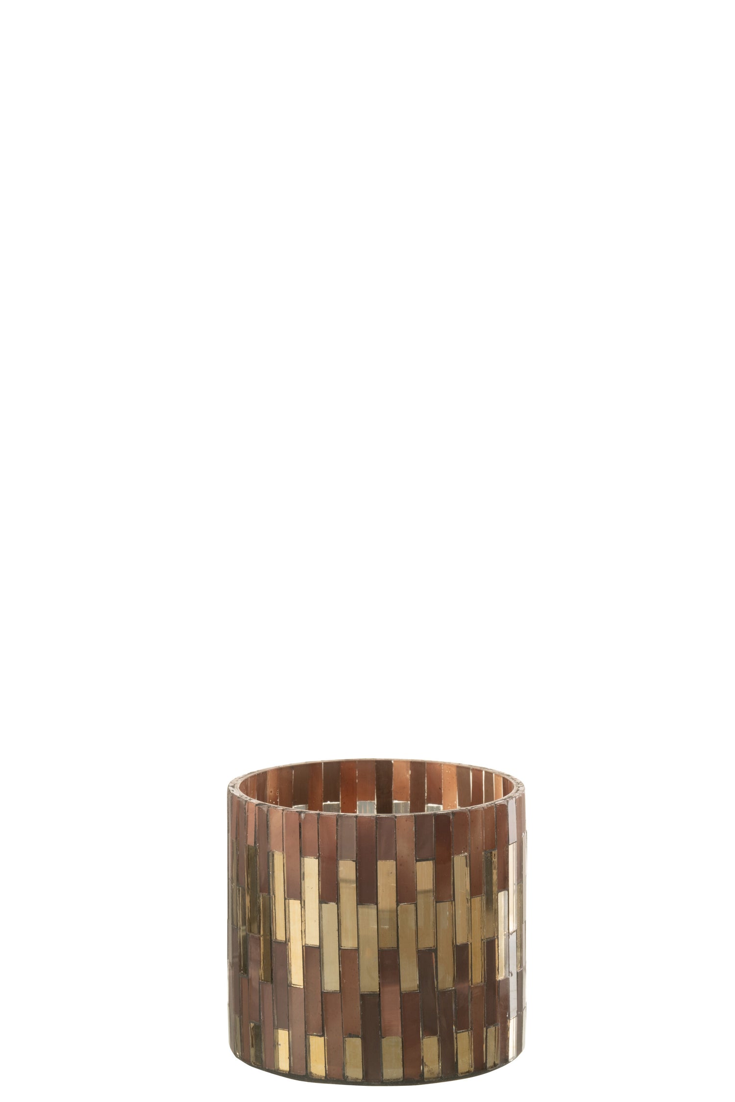 J-Line Theelichthouder Chic Glas Bruin/Goud Small