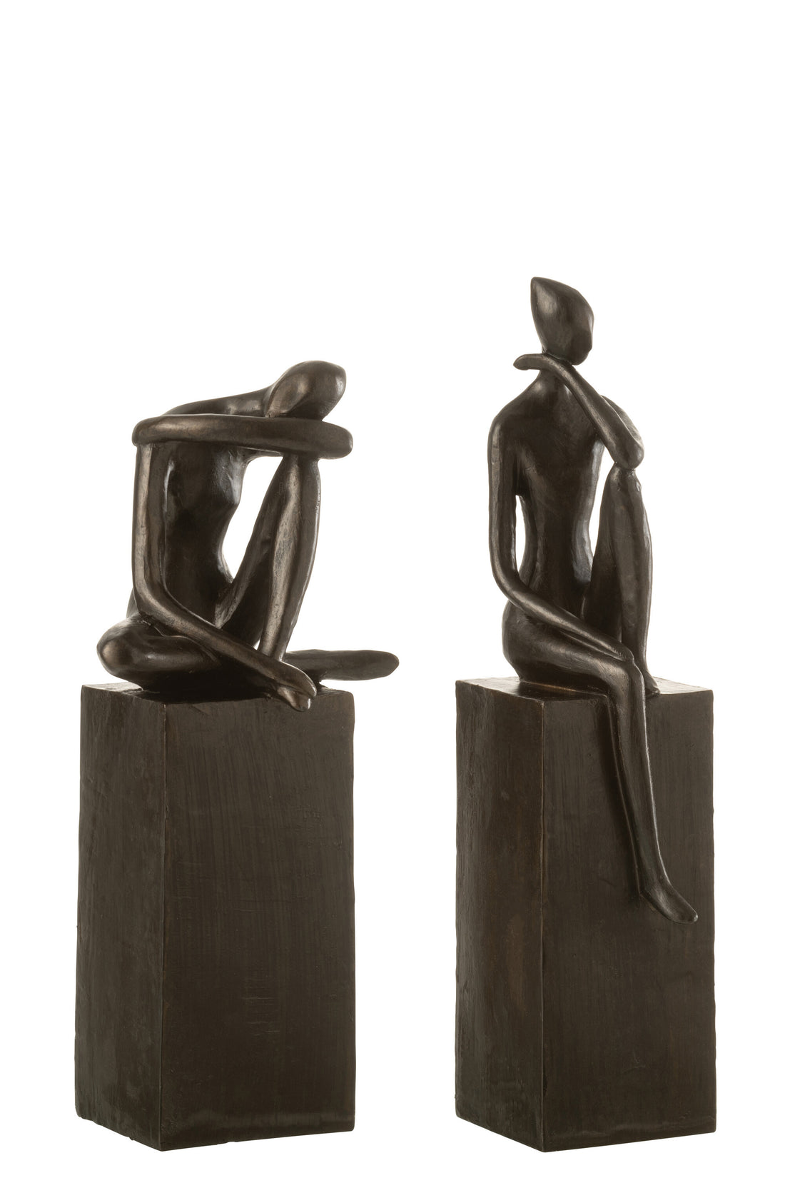 Figuur op voet poly donkerbruin assortiment van 2