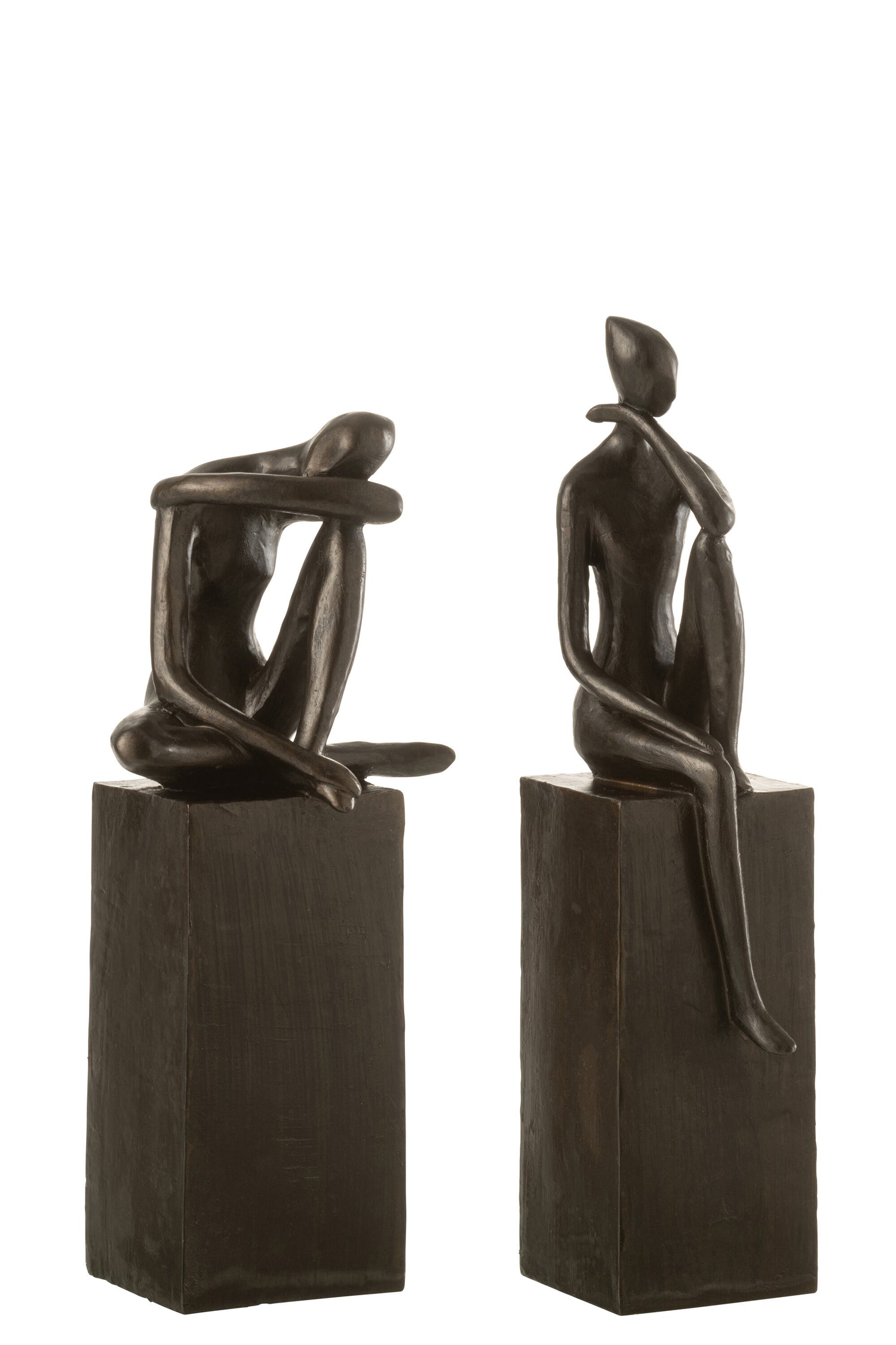 Figuur op voet poly donkerbruin assortiment van 2