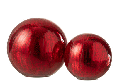Bal met LED-verlichting Glas Rood Groot