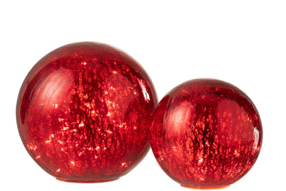 Bal met LED-verlichting Glas Rood Groot