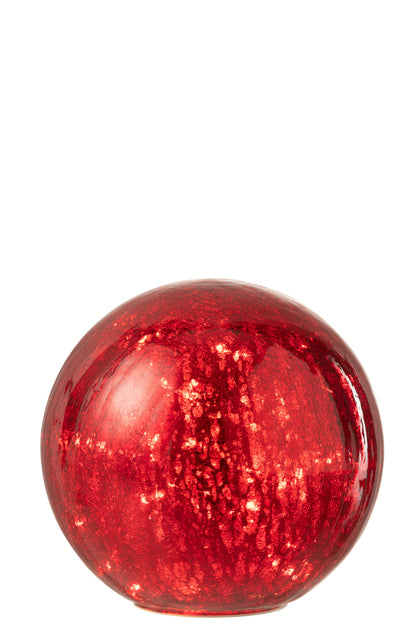 Bal met LED-verlichting Glas Rood Groot