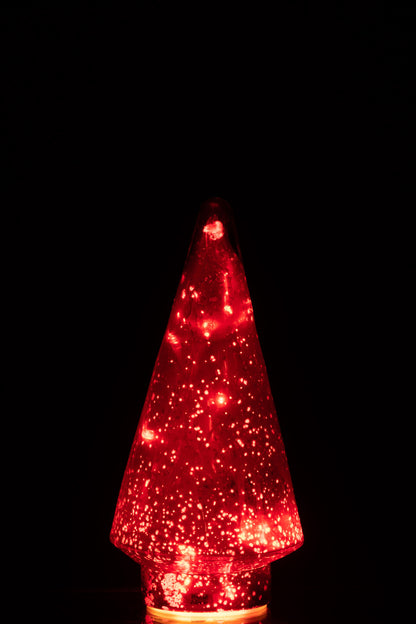 J-Line Kerstboom - glas - rood - medium - LED