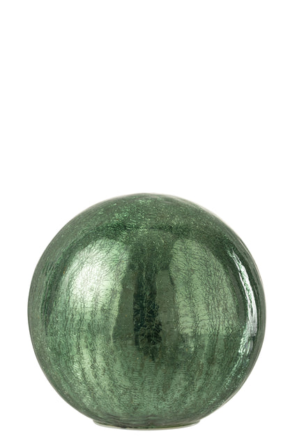 Bal met LED-verlichting van glas, groen, groot