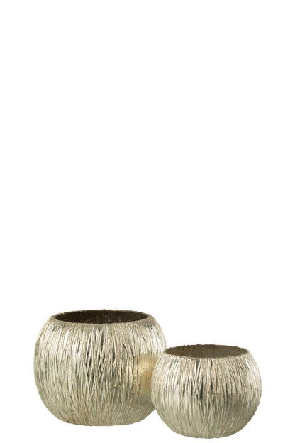 J-Line lantaarn glas zilver klein