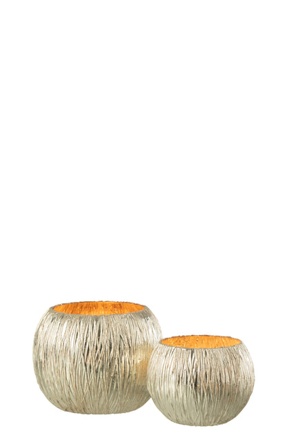 J-Line lantaarn glas zilver klein