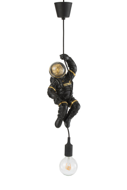 J-Line Belvivere klimmende aap astronout hanglamp - polyester - zwart/ goud