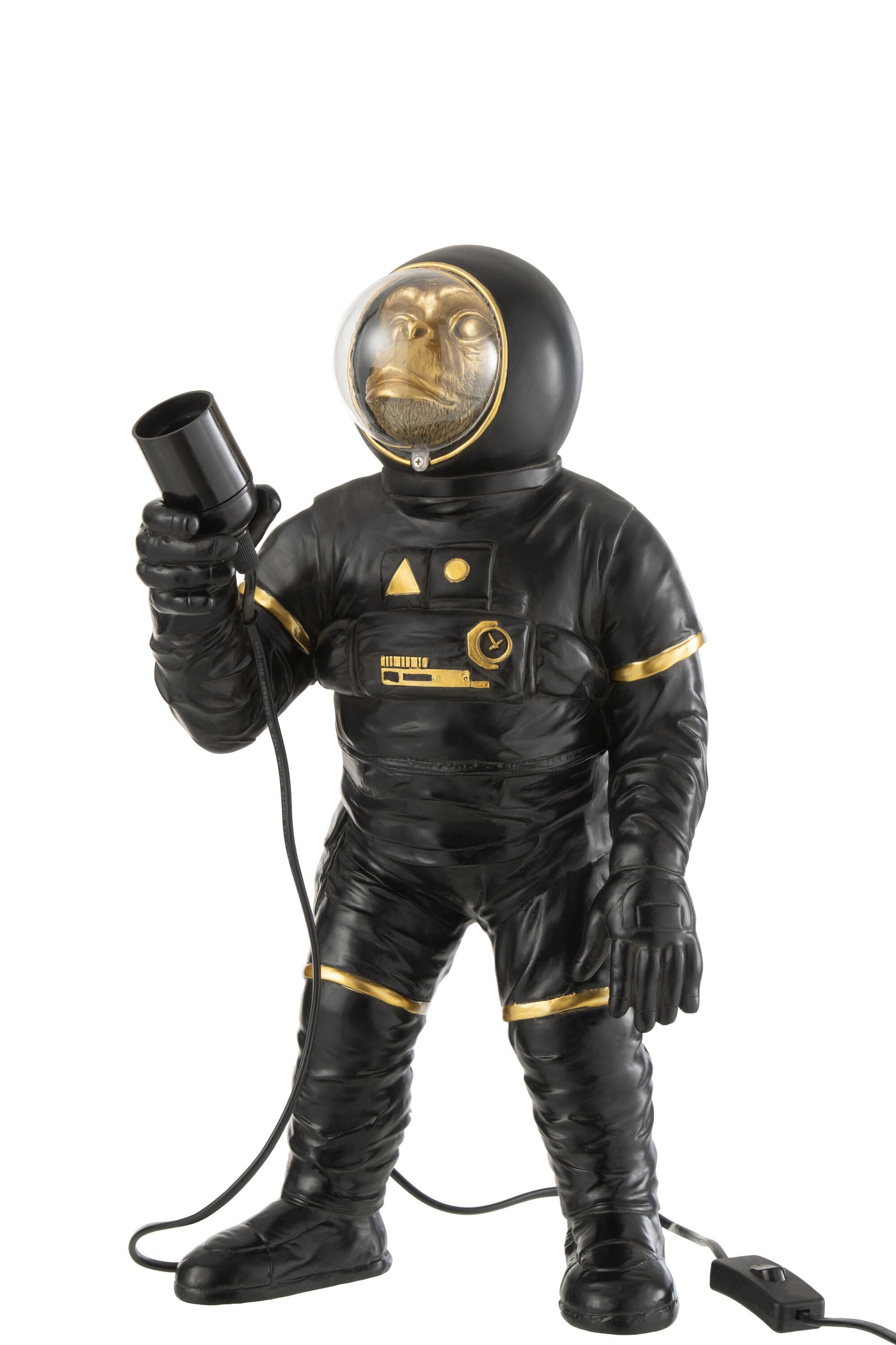 J-Line Belvivere staande aap astronaut hanglamp - polyester - zwart/ goud