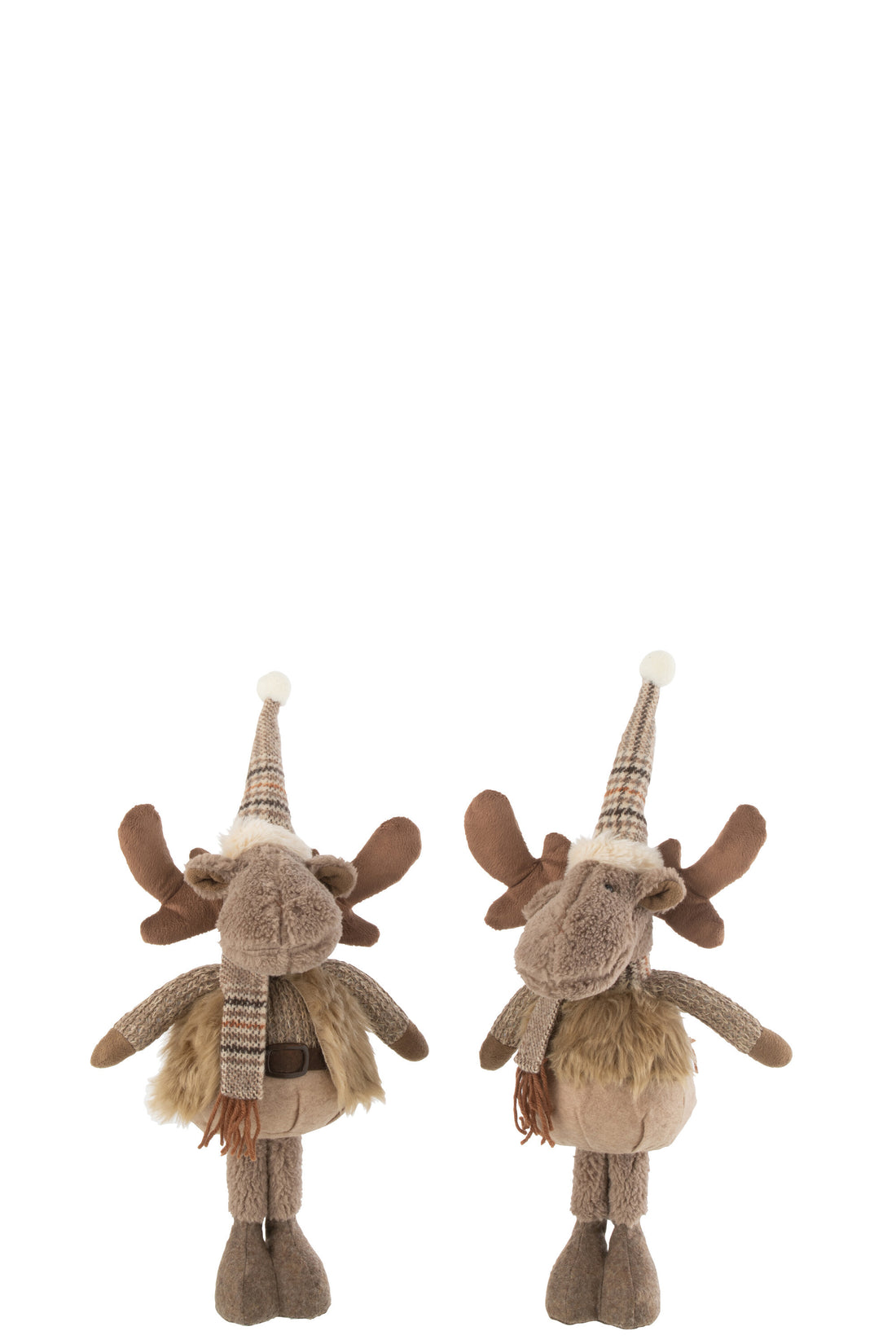 Rendier Winter Staande Textiel Bruin Klein Assortiment Van 2