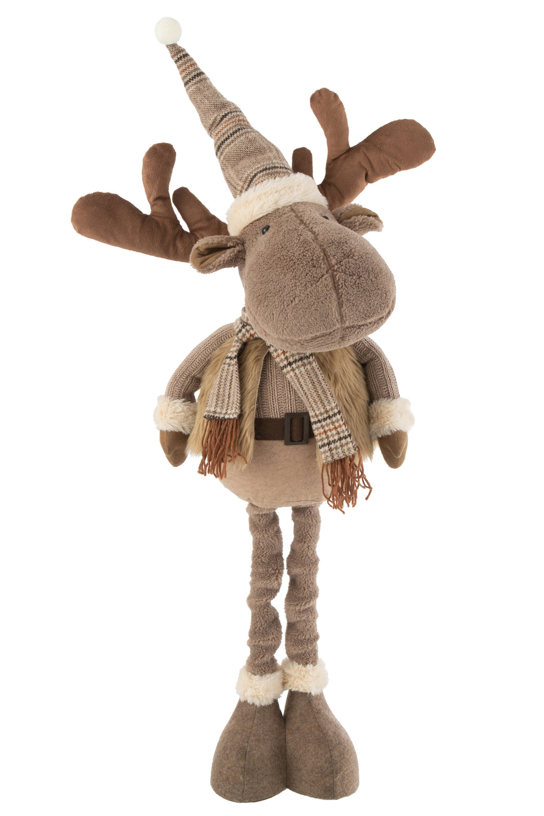J-Line Rendier Winter Staand Textiel Bruin Large