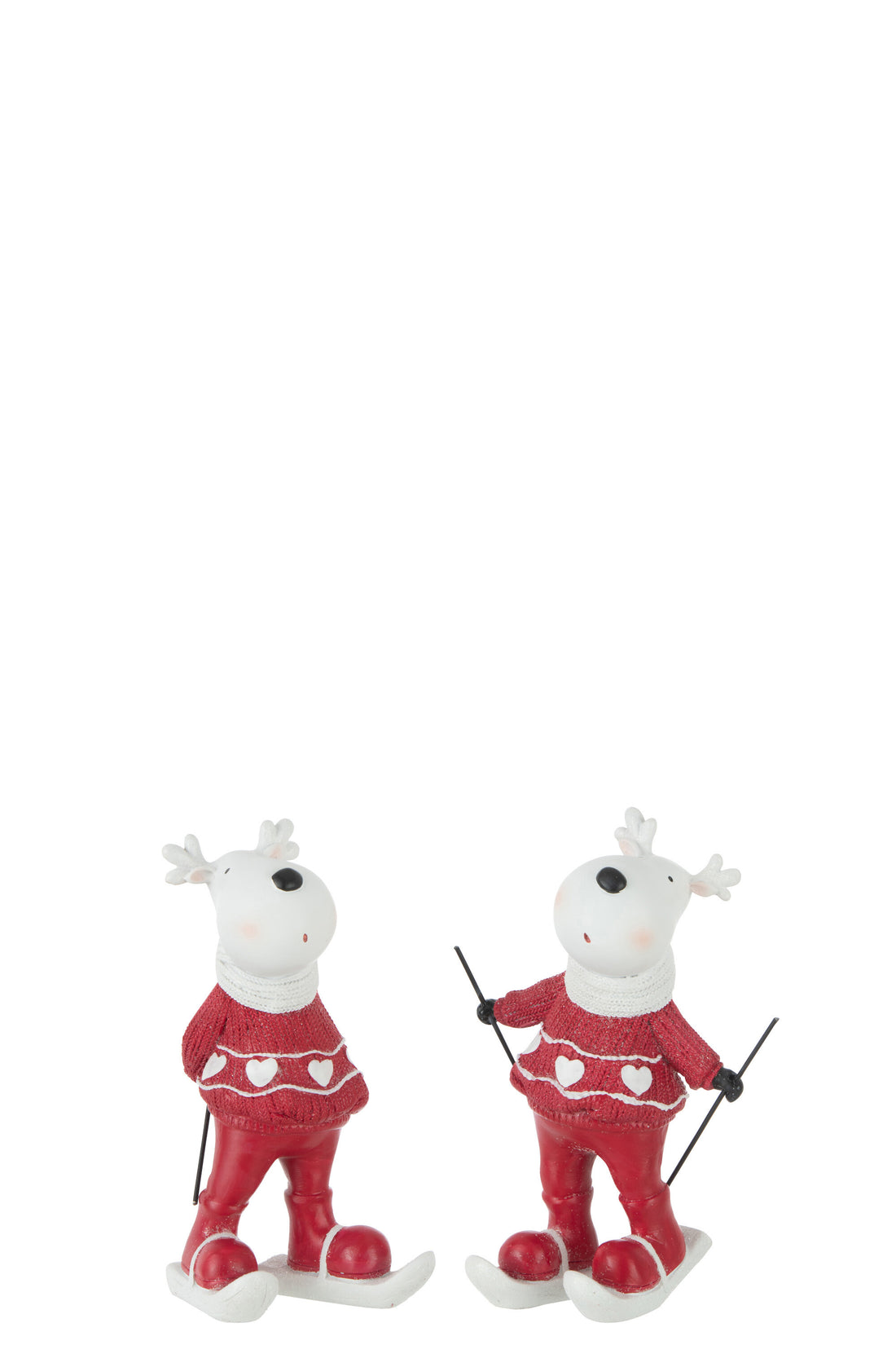 Rendier Skiën Poly Wit/Rood Kleine Assortiment Van 2